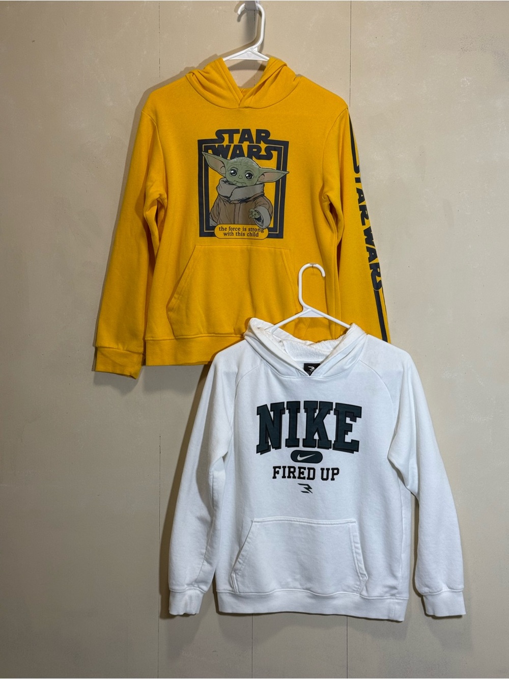 Nike & Star Wars Yoda Boys Sz L 10/12 Pullover Fleece Hoodies